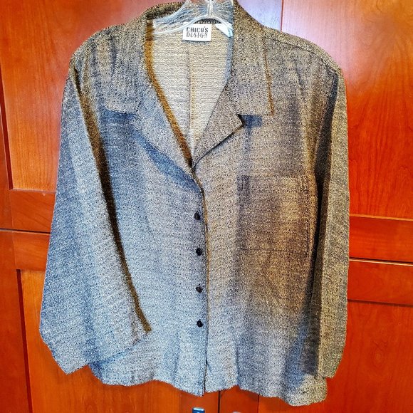 Chico's Design Top, Size 3 Bronze & Black - Picture 1 of 6